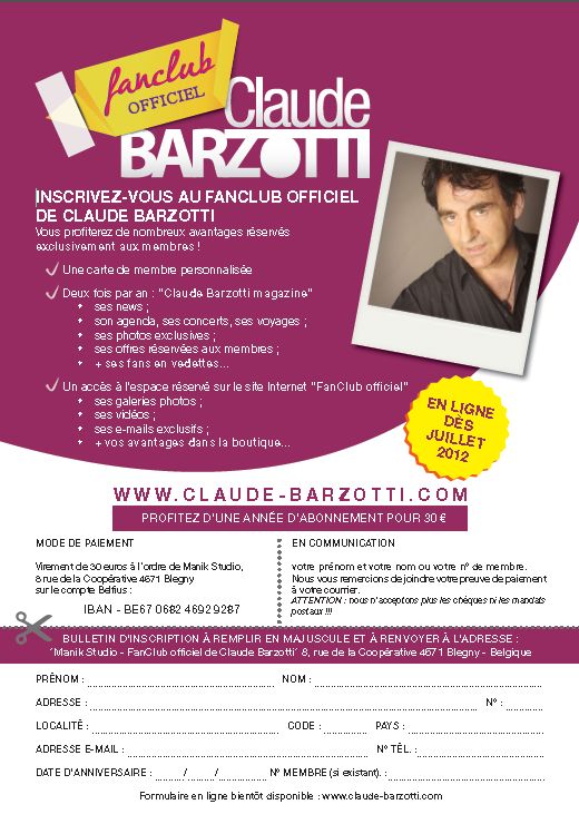  Fan club officiel Claude Barzotti Document à télécharger