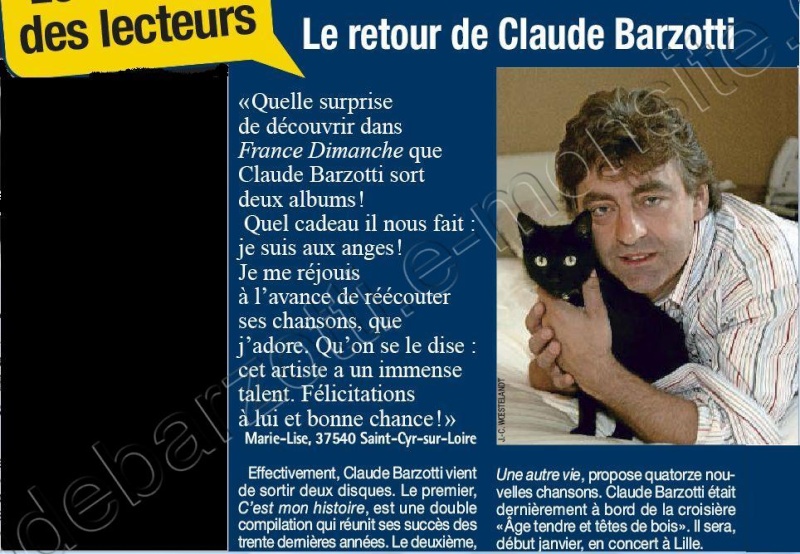 Blog de barzotti83 : Rikounet 83, France Dimanche No 3407 du 16 au 22 Dec 2011 page 24 Claude Barzotti