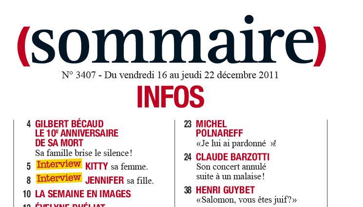 Blog de barzotti83 : Rikounet 83, France Dimanche No 3407 du 16 au 22 Dec 2011 page 24 Claude Barzotti