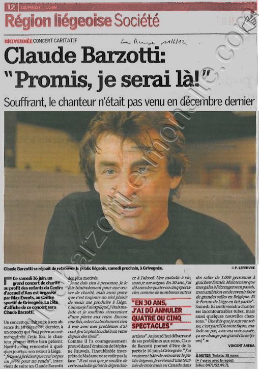 Blog de barzotti83 : Rikounet 83, Claude Barzotti Article de presse La Meuse