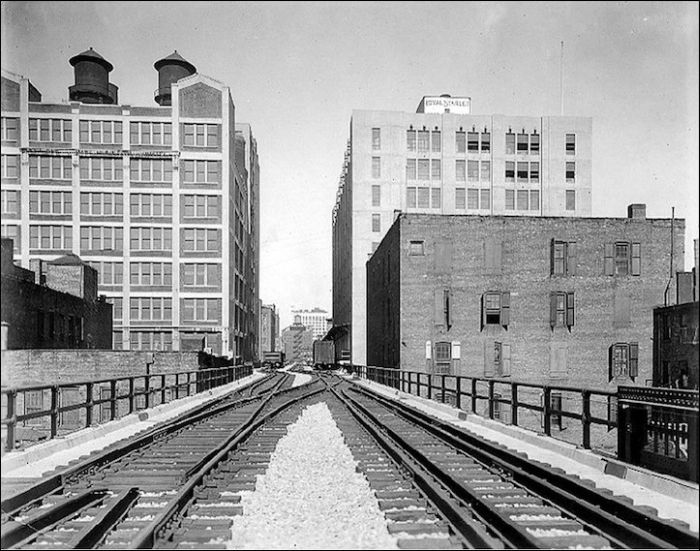 La voie ferrée aérienne de Lower West Side dans les années 1930-40 avant nyc new york
